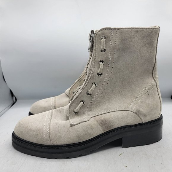 All Saints Ariel Womens 9 Gray Suede Front Zip Booties Going Out Walking Casual - Picture 5 of 14